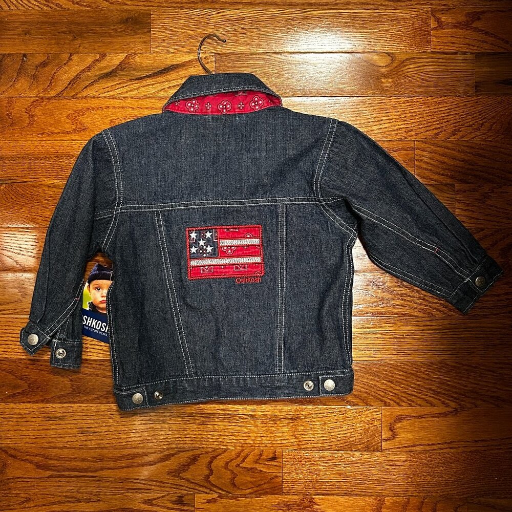 NWT - 24 Months OshKosh B'Gosh American Flag Denim Jean Jacket 4th of July